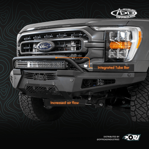 Addictive Desert Designs 2021 - 2024 FORD F - 150 HONEYBADGER FRONT BUMPER W/ TOP HOOP - Offroad Industries