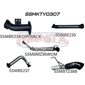 Manta TOYOTA LANDCRUISER 300 SERIES V6 3IN DPF BACK WITHOUT MUFFLERS, BLACK 4IN TIP - Offroad Industries