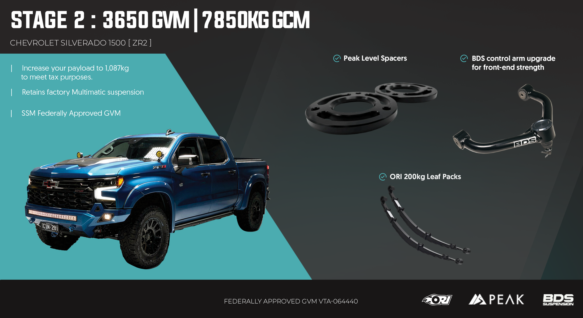 <strong>Stage 2:  ZR2 Only Performance Level-Up (3650kg GVM + GCM up to 7850Kg)</strong>