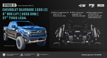 <strong>Stage 3 LTZ: 6-Inch Lift on 37s (3650kg GVM + GCM 7160kg)</strong>