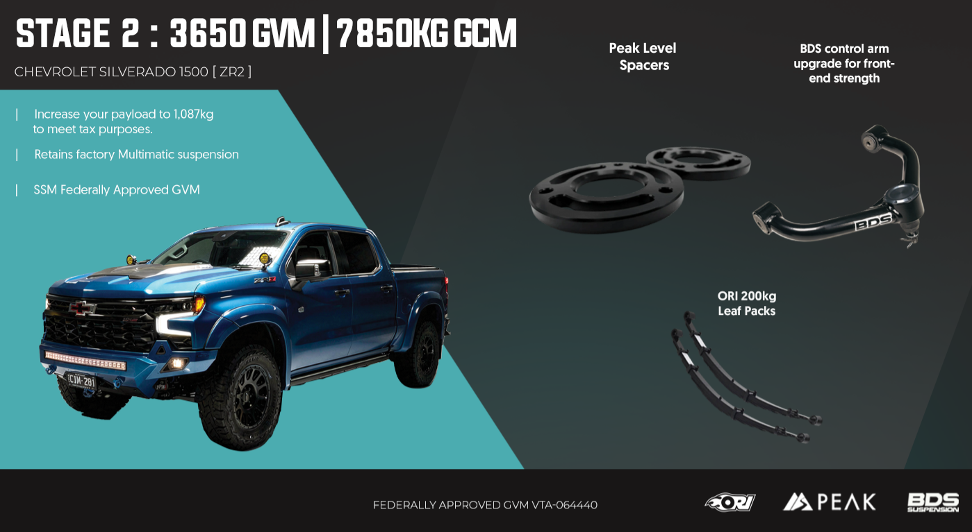 <strong>Stage 2:  ZR2 Only Performance Level-Up (3650kg GVM + GCM up to 7850Kg)</strong>