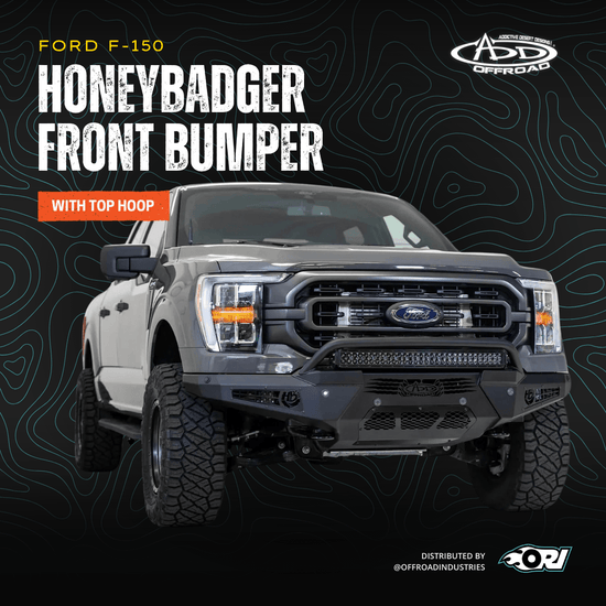 Addictive Desert Designs 2021 - 2024 FORD F - 150 HONEYBADGER FRONT BUMPER W/ TOP HOOP - Offroad Industries