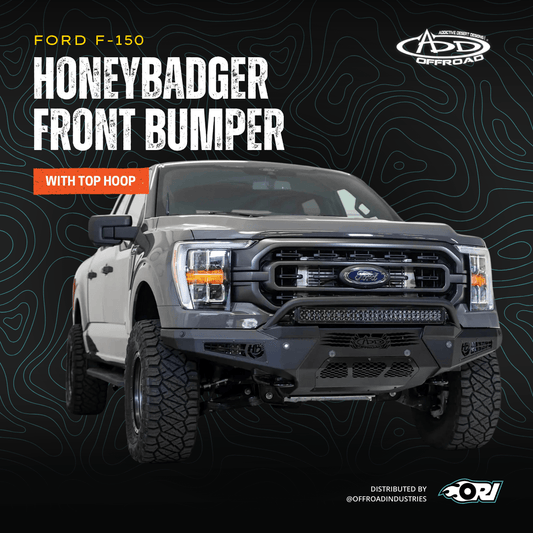 Addictive Desert Designs 2021 - 2024 FORD F - 150 HONEYBADGER FRONT BUMPER W/ TOP HOOP - Offroad Industries