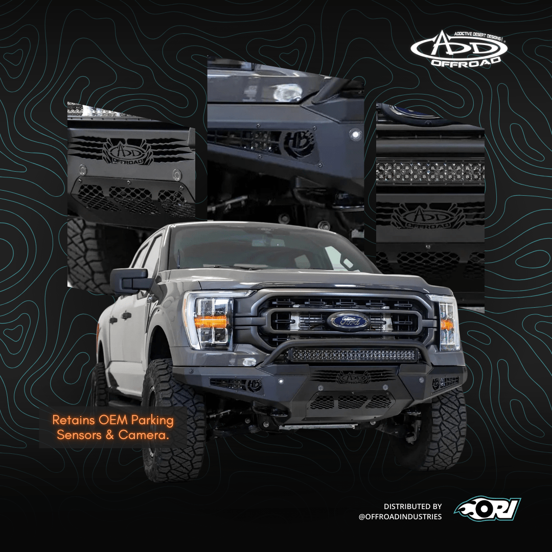 Addictive Desert Designs 2021 - 2024 FORD F - 150 HONEYBADGER FRONT BUMPER W/ TOP HOOP - Offroad Industries