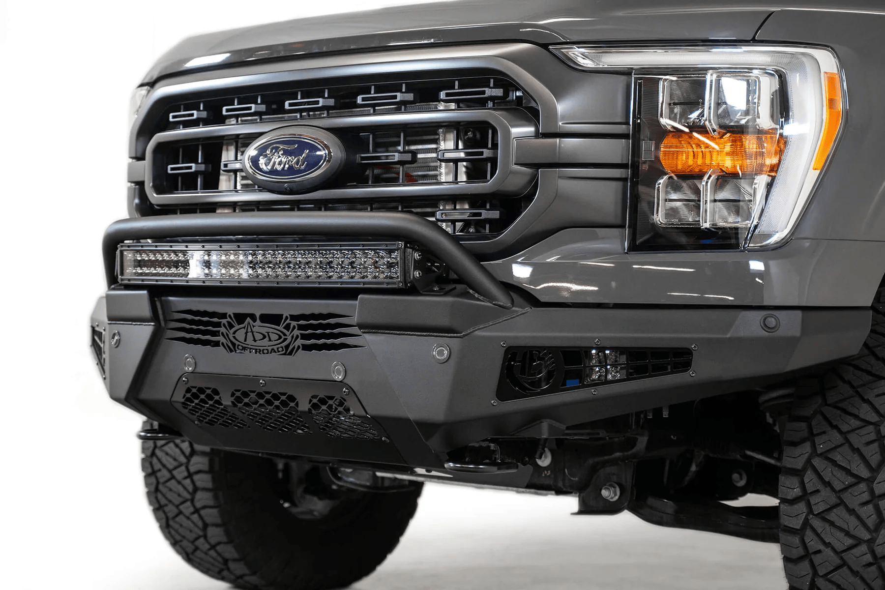 Addictive Desert Designs 2021 - 2024 FORD F - 150 HONEYBADGER FRONT BUMPER W/ TOP HOOP - Offroad Industries