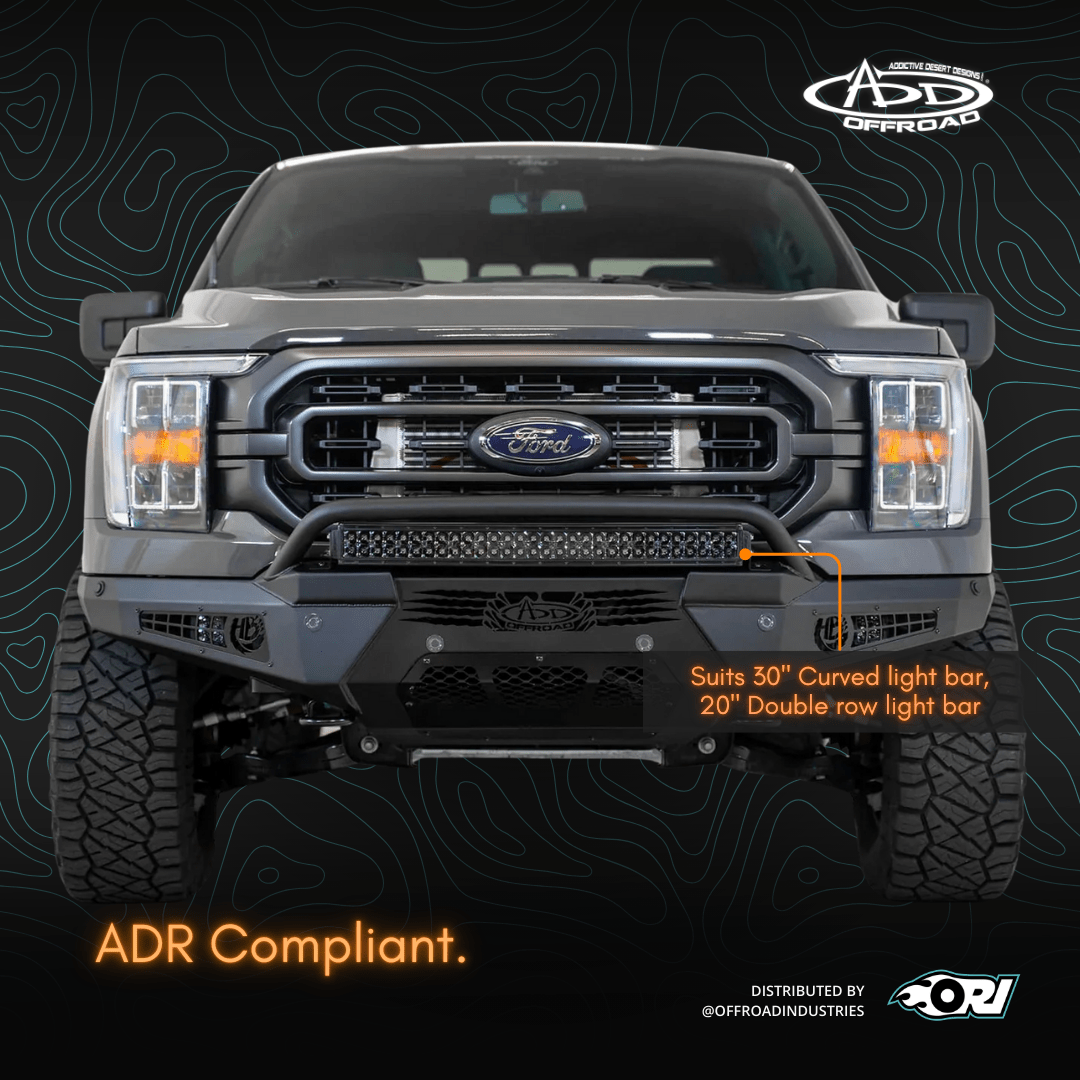 Addictive Desert Designs 2021 - 2024 FORD F - 150 HONEYBADGER FRONT BUMPER W/ TOP HOOP - Offroad Industries