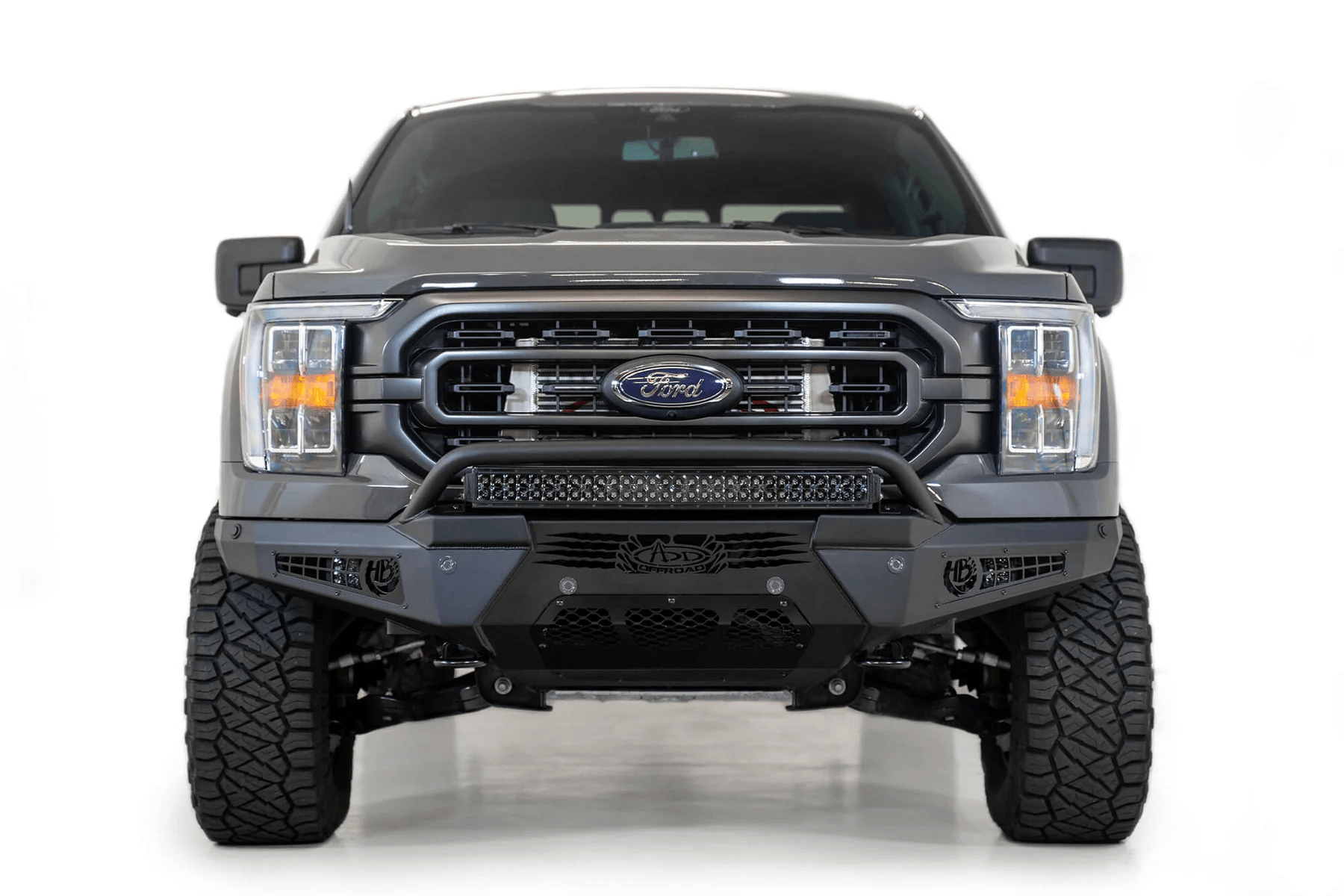 Addictive Desert Designs 2021 - 2024 FORD F - 150 HONEYBADGER FRONT BUMPER W/ TOP HOOP - Offroad Industries