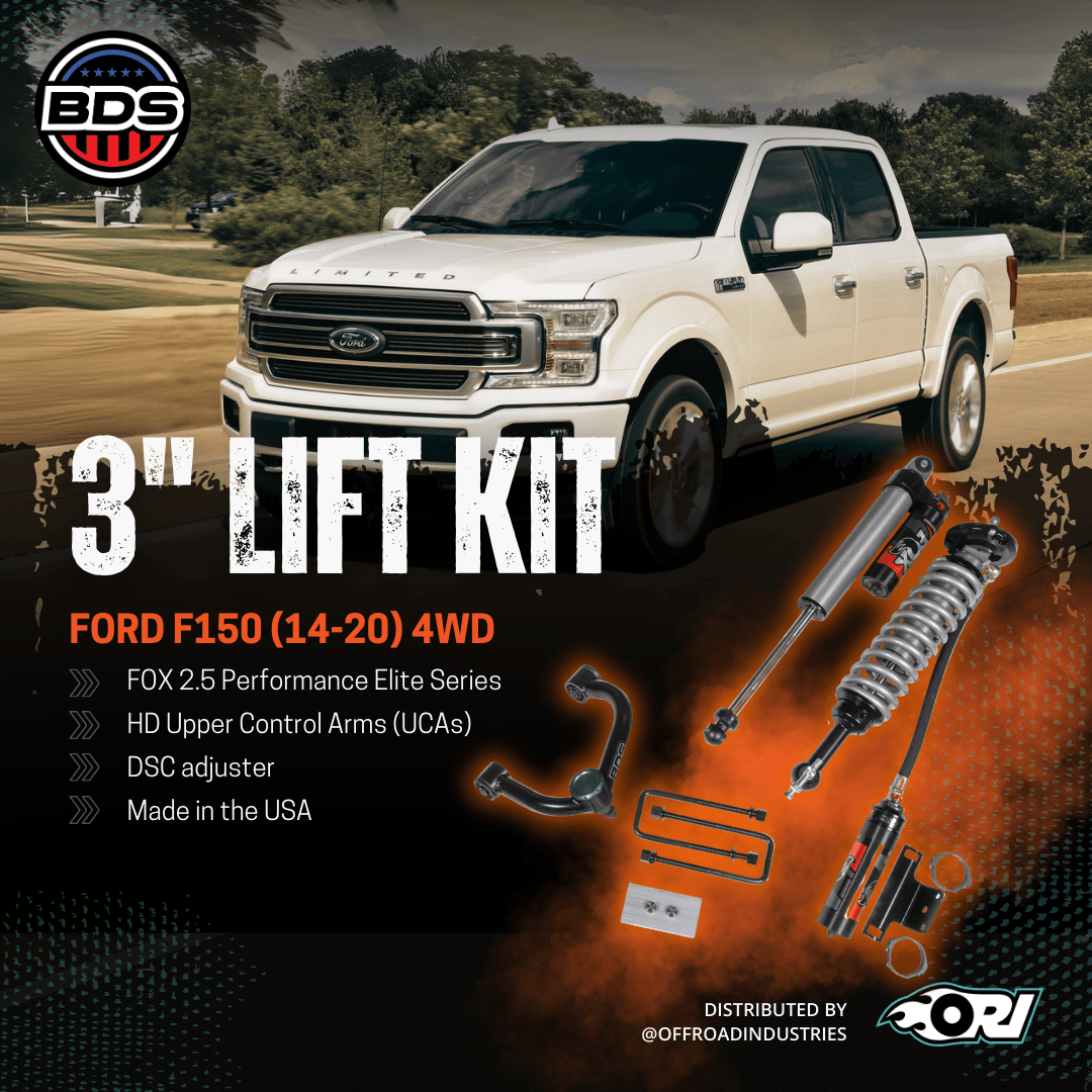 BDS 3 Inch Lift Kit | FOX 2.5 Performance Elite Coil - Over | Ford F150 (14 - 20) 4WD - Offroad Industries