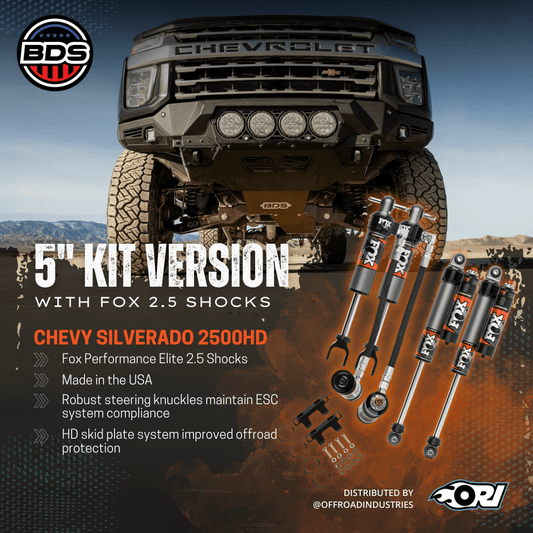 BDS 5 Inch Lift Kit | FOX Performance Elite | Chevy Silverado Or GMC Sierra 2500HD/3500HD (20 - 25) - Offroad Industries