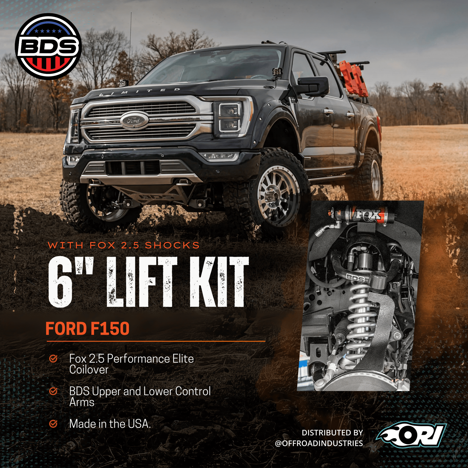 BDS - 6 Inch Lift Kit | FOX 2.5 Performance Elite Coil - Over | Ford F150 (21 - 25) - Offroad Industries