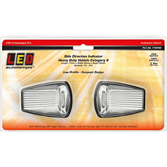 LED Autolamps 2/24V Cat6 Side Direction Indicator Clear Lens Twin Blister - 77ACM2 - Offroad Industries