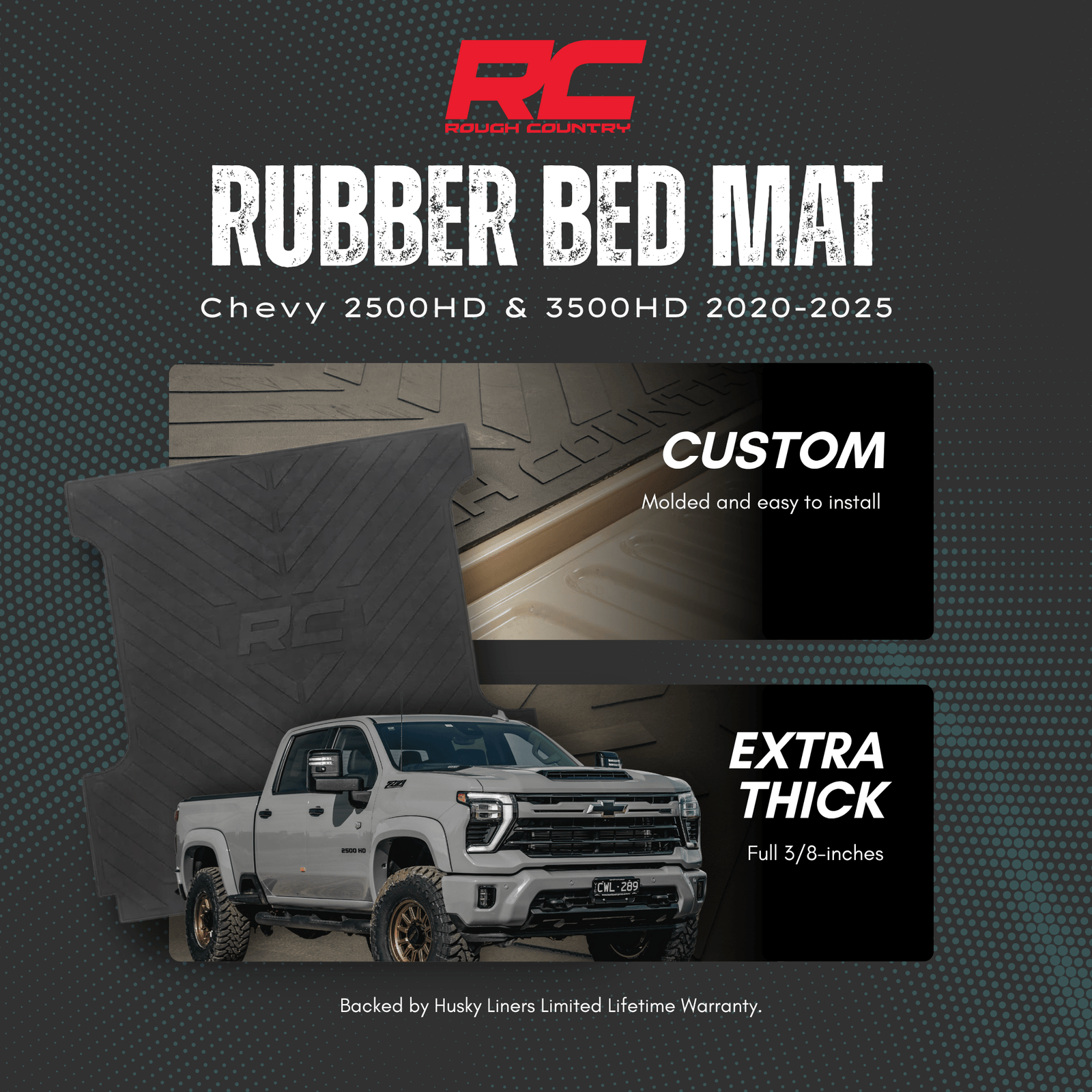 Rough Country Rubber Bed Mat Chevy 2500HD/3500HD 2020 - 2025 - Offroad Industries