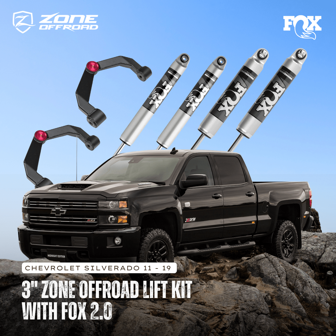 Zone Offroad Fox 2.0 Performance Series 3 Inch Lift Kit | Chevy Silverado & GMC Sierra 2500HD (11 - 19) - Offroad Industries