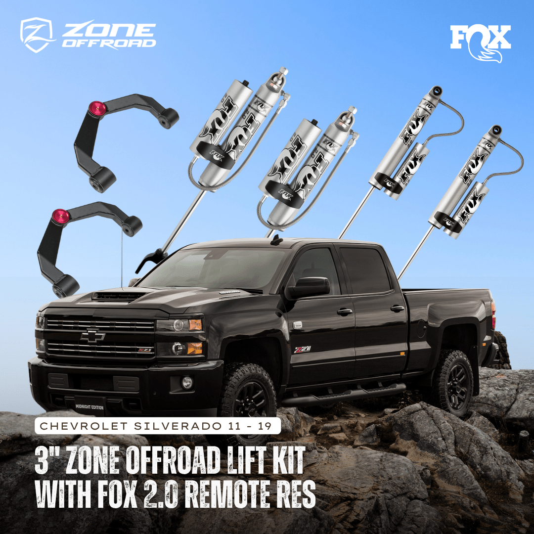 Zone Offroad Fox 2.0 Performance Series Remote Res 3 Inch Lift Kit | Chevy Silverado & GMC Sierra 2500HD (11 - 19) - Offroad Industries